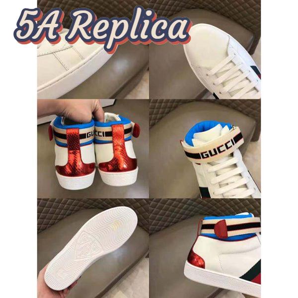 Replica Gucci Unisex Ace Gucci Stripe High-Top Sneaker in 5.1 cm Height-White 10