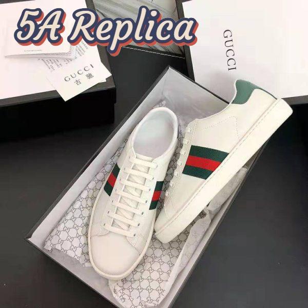 Replica Gucci Unisex Ace Leather Sneaker White Leather with Green Crocodile Detail 4
