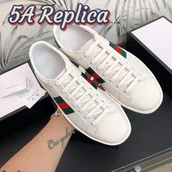Replica Gucci Unisex Ace Leather Sneaker White Leather with Green Crocodile Detail 6