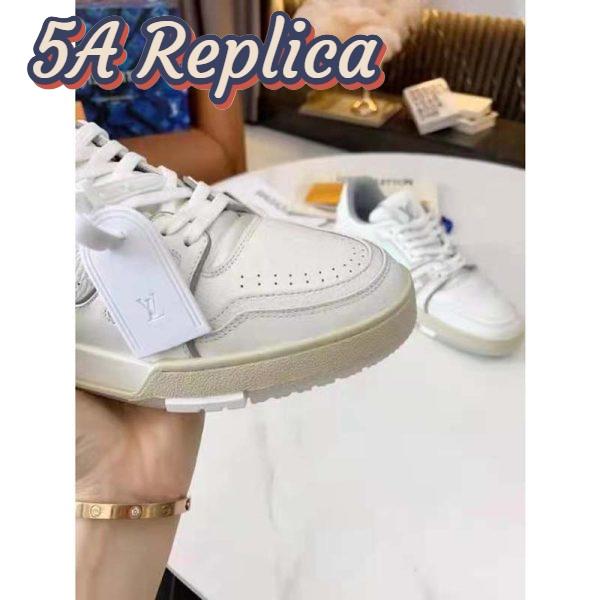 Replica Louis Vuitton LV Unisex LV Trainer Sneaker White Grained Calf Leather Rubber Outsole 10