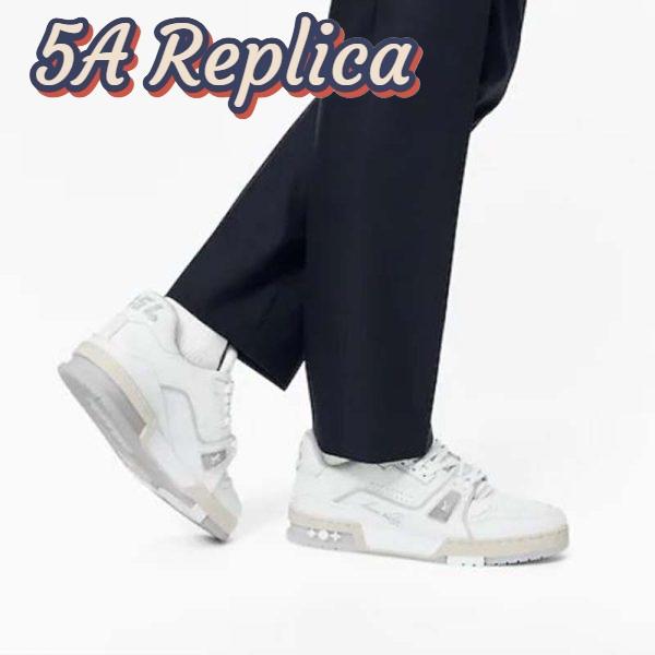 Replica Louis Vuitton LV Unisex LV Trainer Sneaker White Grained Calf Leather Rubber Outsole 11