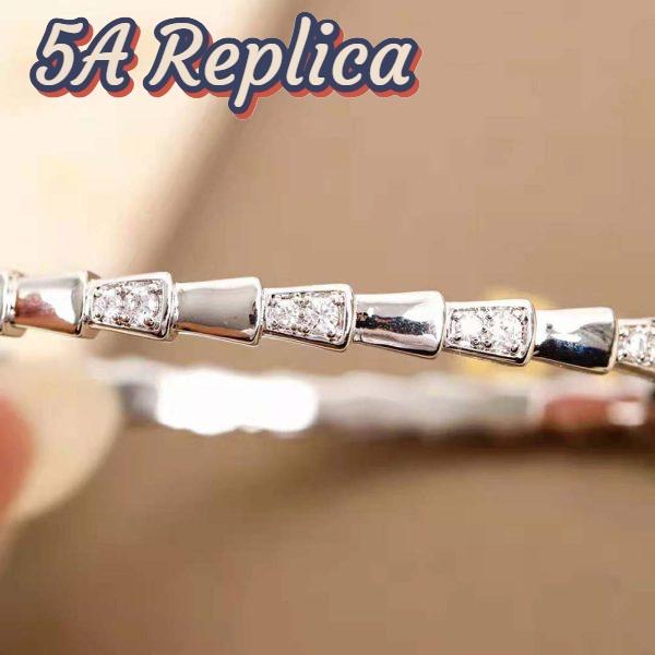 Replica Bvlgari Women Serpenti Viper 18 KT White Gold Bracelet Set with Demi Pave Diamonds 6