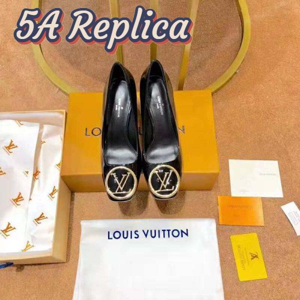 Replica Louis Vuitton LV Women Madeleine Pump in Smooth Calf Leather with Versize LV Circle Signature-Black 4