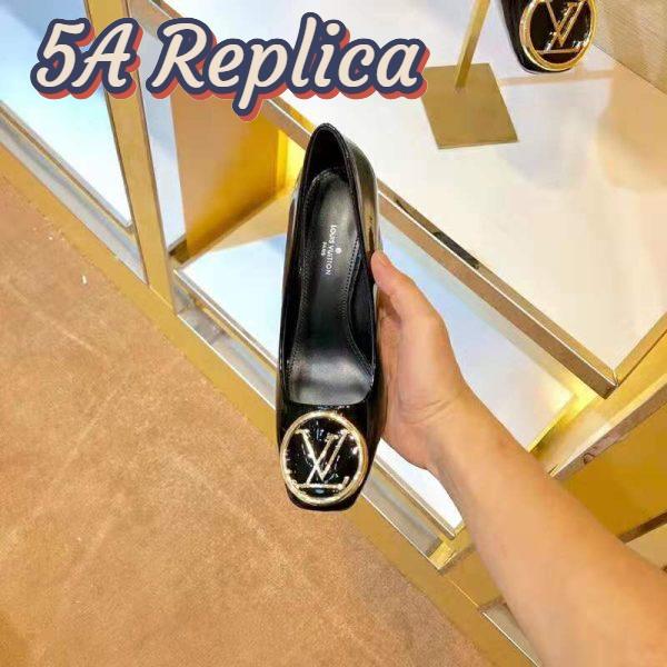 Replica Louis Vuitton LV Women Madeleine Pump in Smooth Calf Leather with Versize LV Circle Signature-Black 8