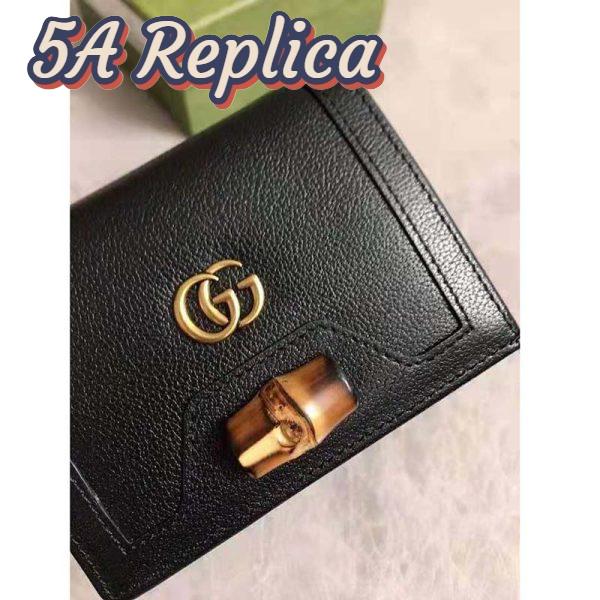Replica Gucci Women Gucci Diana Card Case Wallet Double G Black Leather 6