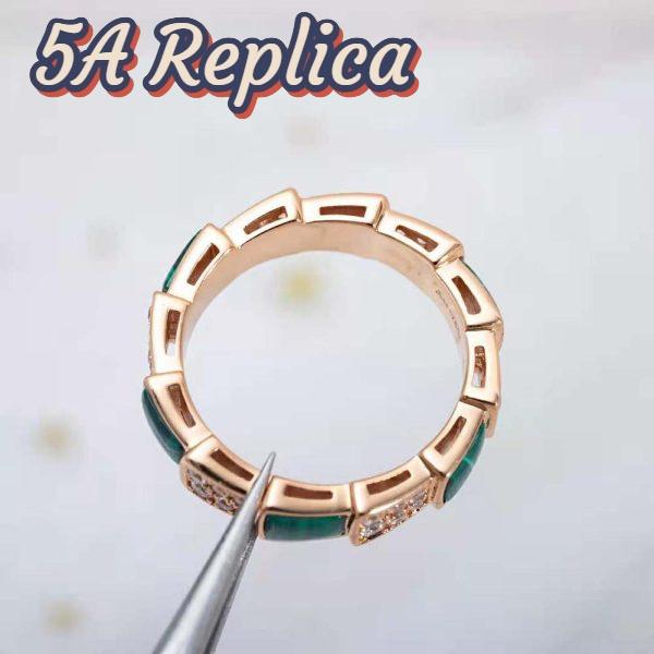 Replica Bvlgari Women Serpenti Viper Band Ring in 18 KT Rose Gold-Green 9