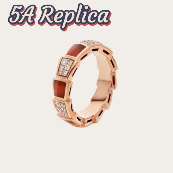 Replica Bvlgari Women Serpenti Viper Band Ring in 18 KT Rose Gold-Red