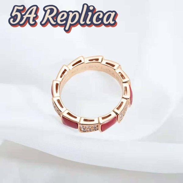 Replica Bvlgari Women Serpenti Viper Band Ring in 18 KT Rose Gold-Red 5