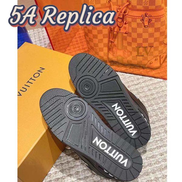 Replica Louis Vuitton Unisex LV Trainer Sneaker Black Monogram-Embossed Grained Calf Leather 11