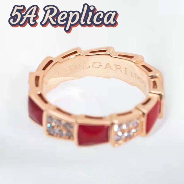 Replica Bvlgari Women Serpenti Viper Band Ring in 18 KT Rose Gold-Red 7