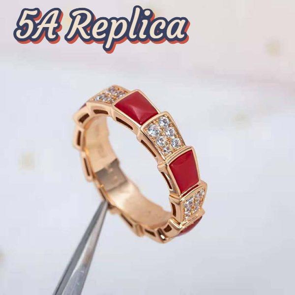 Replica Bvlgari Women Serpenti Viper Band Ring in 18 KT Rose Gold-Red 9