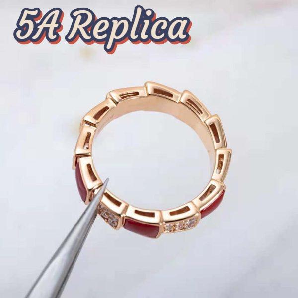 Replica Bvlgari Women Serpenti Viper Band Ring in 18 KT Rose Gold-Red 10