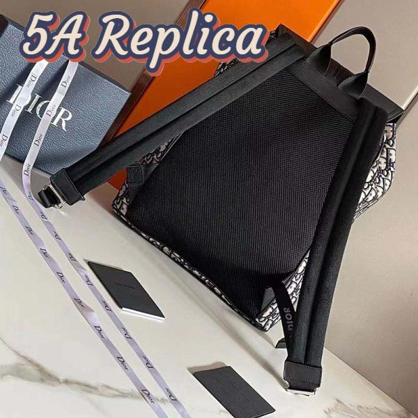 Replica Dior Unisex CD Motion Backpack Beige Black Oblique Jacquard Black Grained Calfskin 4