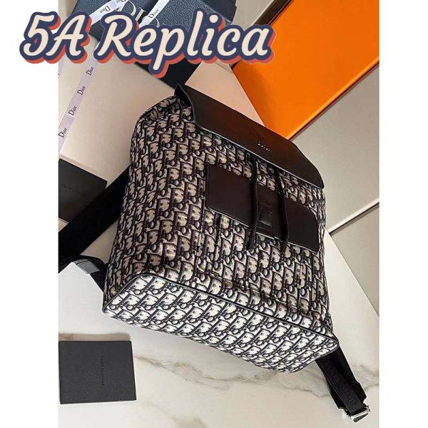 Replica Dior Unisex CD Motion Backpack Beige Black Oblique Jacquard Black Grained Calfskin 7