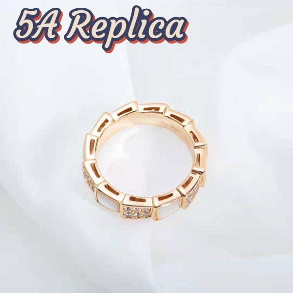Replica Bvlgari Women Serpenti Viper Band Ring in 18 KT Rose Gold-White 4