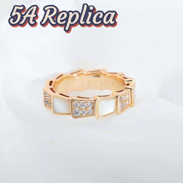 Replica Bvlgari Women Serpenti Viper Band Ring in 18 KT Rose Gold-White 6