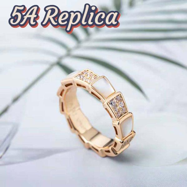 Replica Bvlgari Women Serpenti Viper Band Ring in 18 KT Rose Gold-White 9