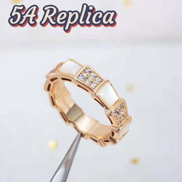 Replica Bvlgari Women Serpenti Viper Band Ring in 18 KT Rose Gold-White 10