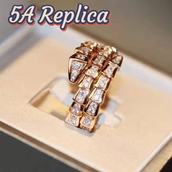 Replica Bvlgari Women Serpenti Viper Two-coil 18 KT Rose Gold Ring 4