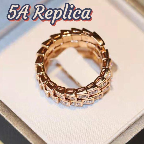 Replica Bvlgari Women Serpenti Viper Two-coil 18 KT Rose Gold Ring 5