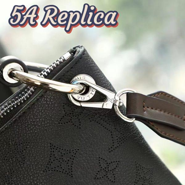 Replica Louis Vuitton LV Women Beaubourg Hobo MM Bag Black Mahina Perforated Calf Leather 8