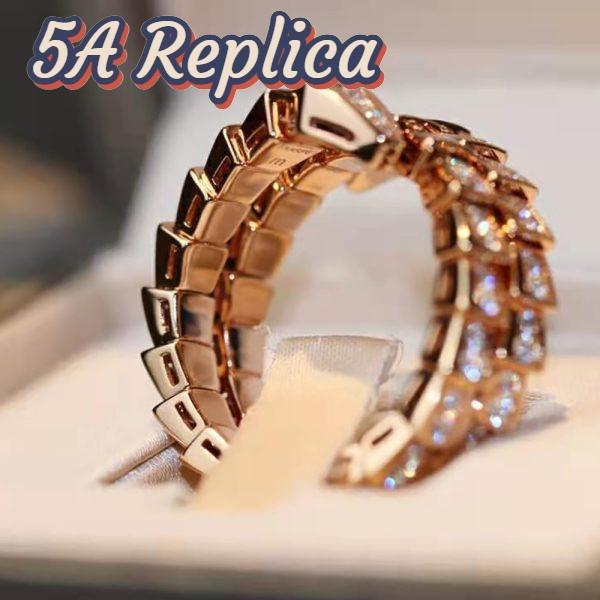 Replica Bvlgari Women Serpenti Viper Two-coil 18 KT Rose Gold Ring 7
