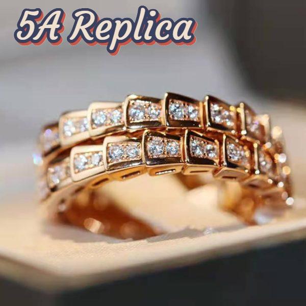 Replica Bvlgari Women Serpenti Viper Two-coil 18 KT Rose Gold Ring 10