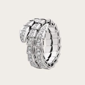 Replica Bvlgari Women Serpenti Viper Two-coil 18 KT White Gold Ring