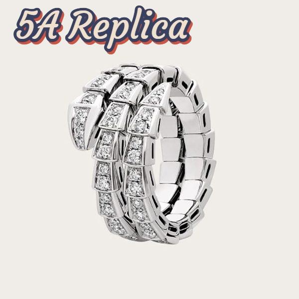 Replica Bvlgari Women Serpenti Viper Two-coil 18 KT White Gold Ring 2