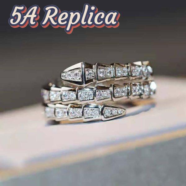 Replica Bvlgari Women Serpenti Viper Two-coil 18 KT White Gold Ring 4