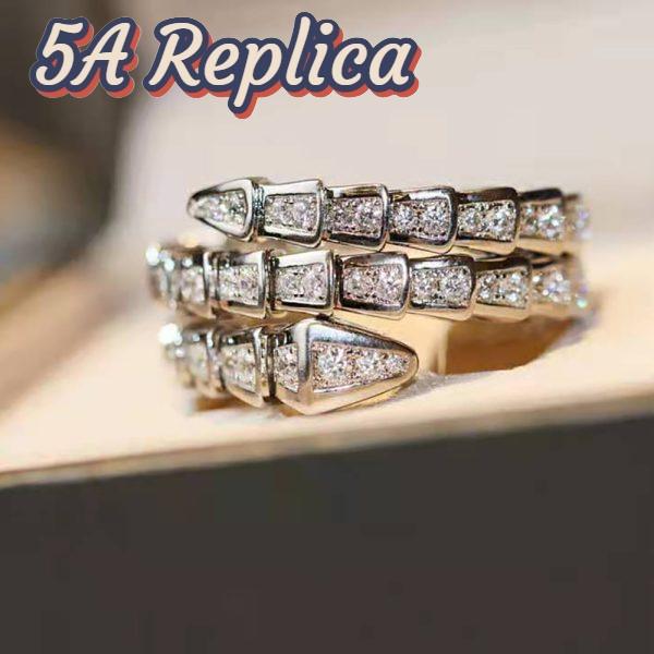 Replica Bvlgari Women Serpenti Viper Two-coil 18 KT White Gold Ring 5