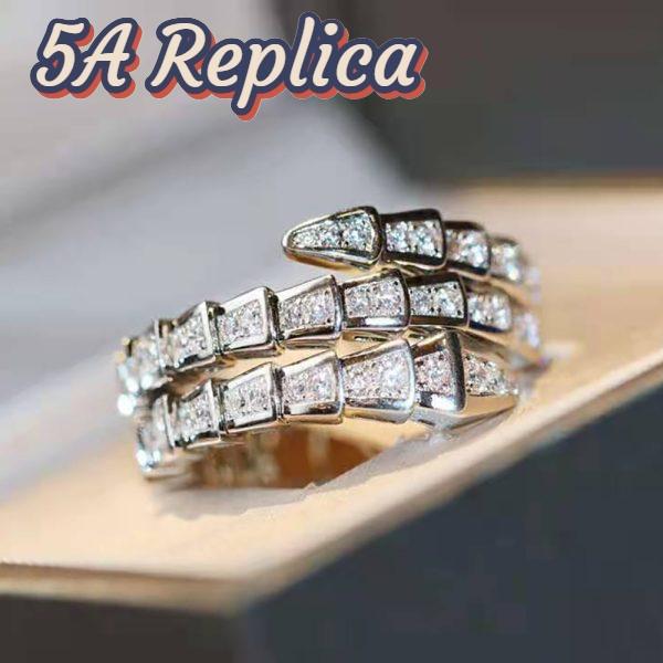 Replica Bvlgari Women Serpenti Viper Two-coil 18 KT White Gold Ring 6