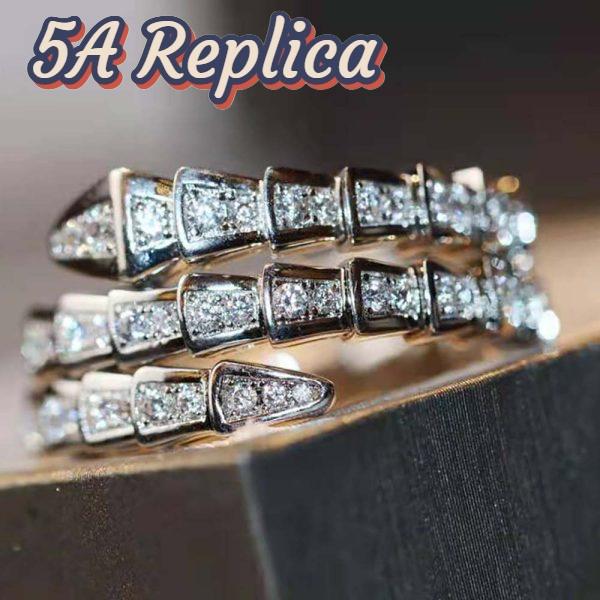 Replica Bvlgari Women Serpenti Viper Two-coil 18 KT White Gold Ring 10
