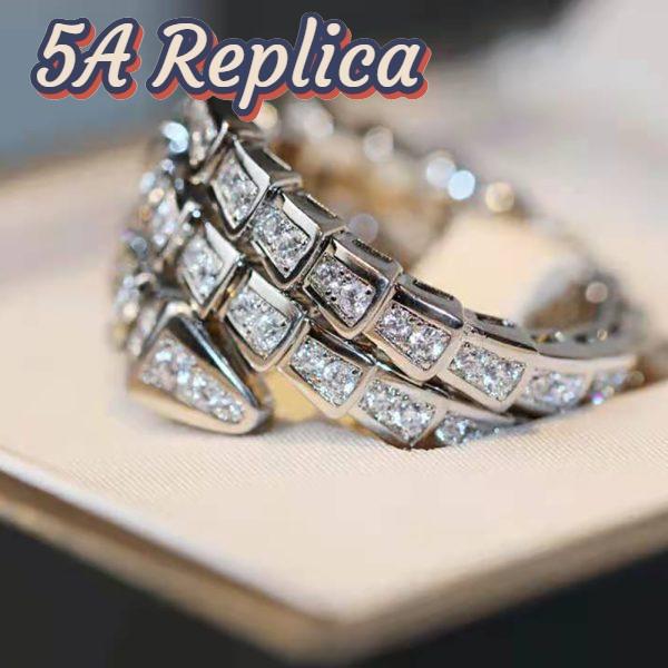 Replica Bvlgari Women Serpenti Viper Two-coil 18 KT White Gold Ring 11