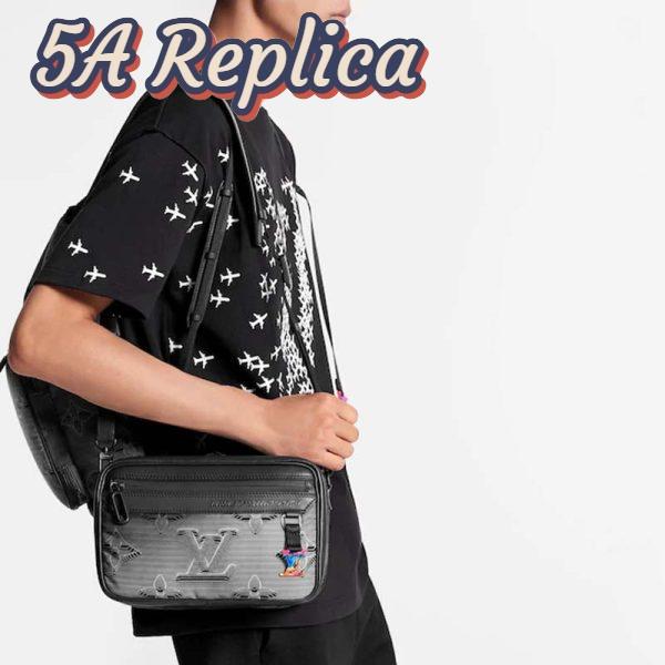 Replica Louis Vuitton LV Unisex Expandable Messenger Bag Textile Gray-Black 9