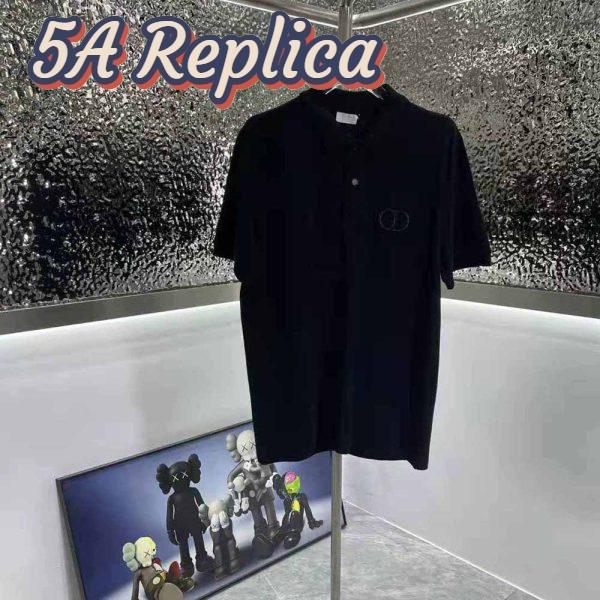 Replica Dior Men CD Icon Polo Shirt Black Cotton Pique 3