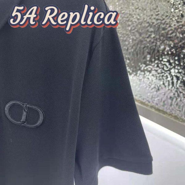 Replica Dior Men CD Icon Polo Shirt Black Cotton Pique 6