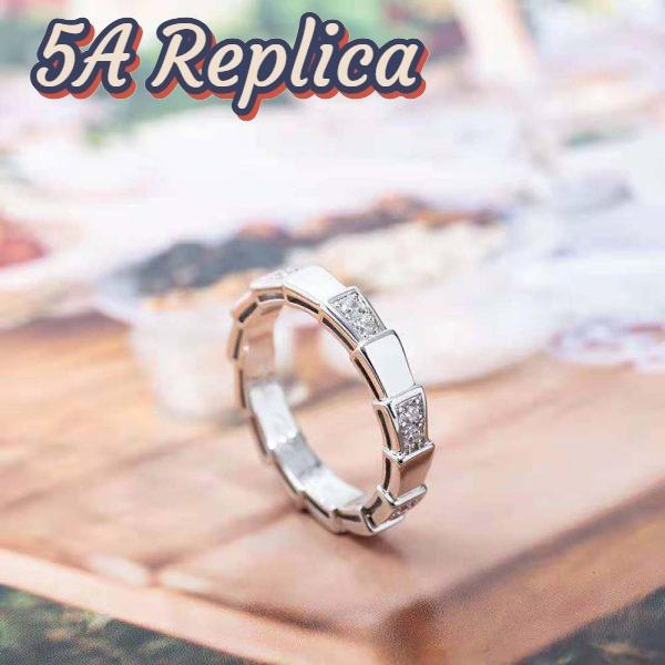 Replica Bvlgari Women Use of Unconventional Materials Serpenti Viper Ring-Silver 10