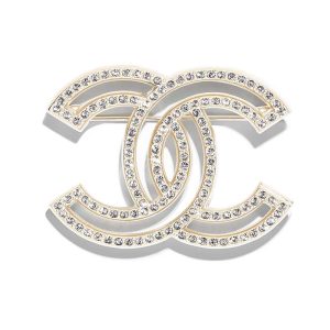Replica Chanel Women Brooch in Metal & Diamantés-Gold 2