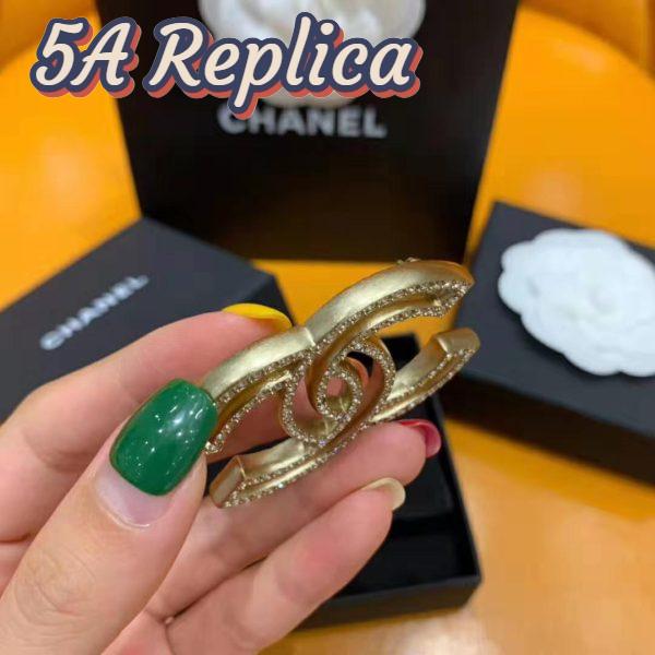 Replica Chanel Women Brooch in Metal & Diamantés-Gold 8