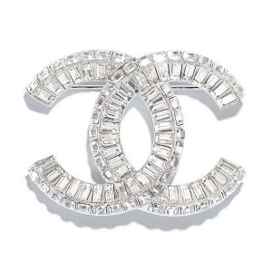 Replica Chanel Women Brooch in Metal & Diamantés-White