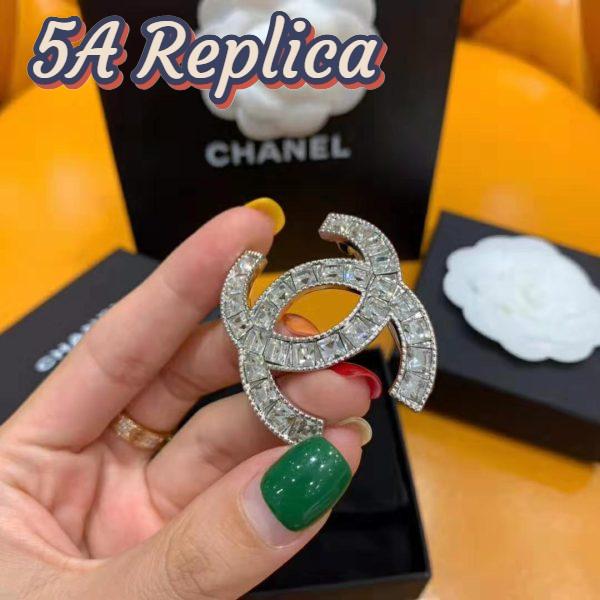 Replica Chanel Women Brooch in Metal & Diamantés-White 8