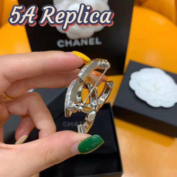 Replica Chanel Women Brooch in Metal & Diamantés-White 10