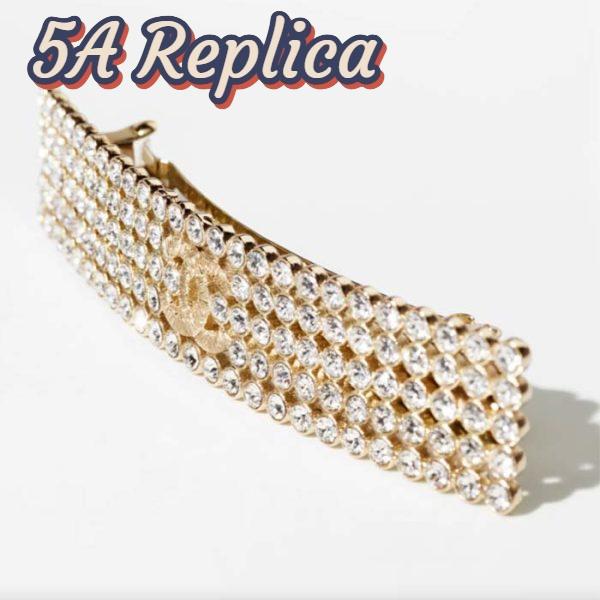 Replica Chanel Women CC Hair Clip Metal Strass Gold Crystal 3