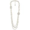 Replica Chanel Women CC Necklace Metal Glass Pearls Strass Silver Pearly White Crystal 9