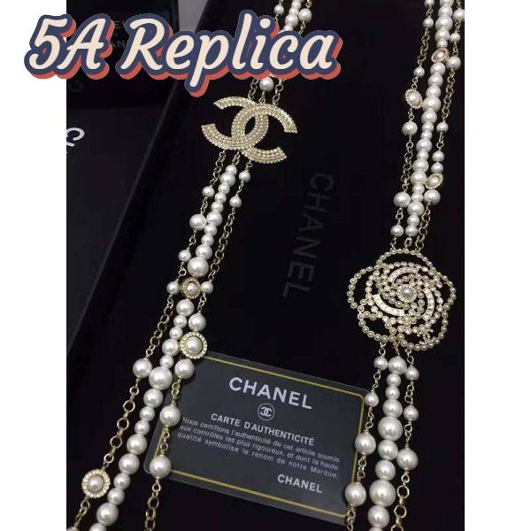 Replica Chanel Women Long Necklace in Metal Glass Pearls & Diamantés-White 8