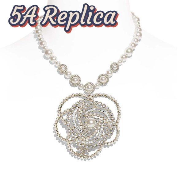 Replica Chanel Women Necklace in Metal Glass Pearls & Diamantés-White 2