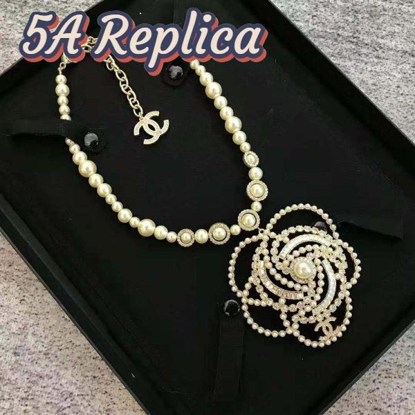 Replica Chanel Women Necklace in Metal Glass Pearls & Diamantés-White 3