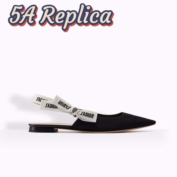 Replica Dior Women Ballerina in Technical Canvas and J’Adior Ribbon 1cm Shoes Black
