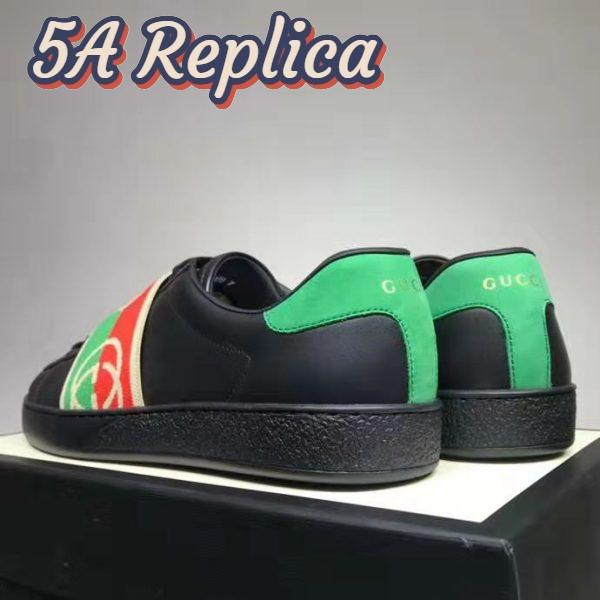 Replica Gucci GG Unisex Ace Sneaker with Elastic Web Interlocking G Black Leather 7